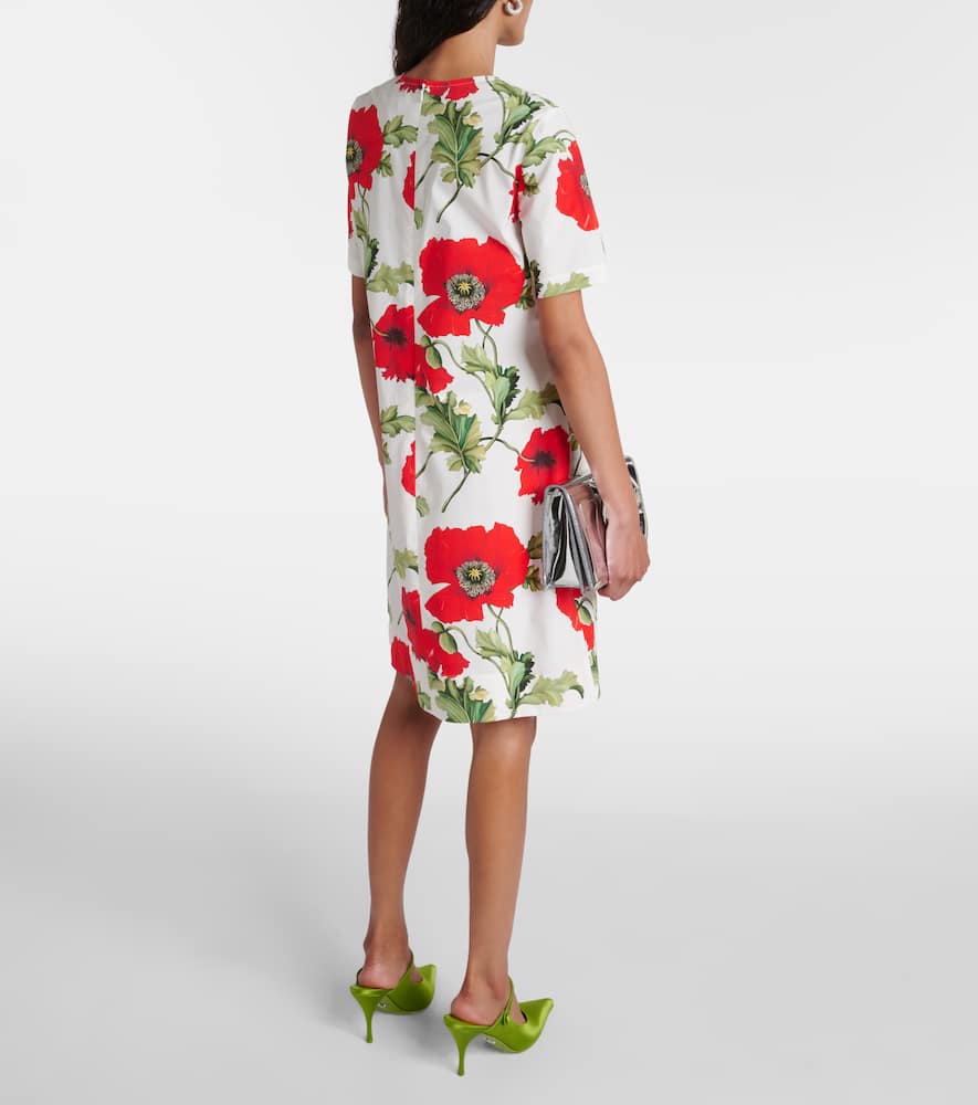 Oscar De La Renta Floral Cotton-blend Minidress In Multicoloured