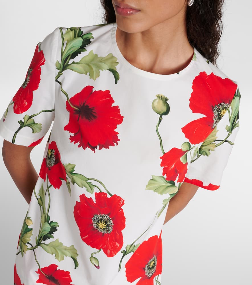 Oscar De La Renta Floral Cotton-blend Minidress In Multicoloured