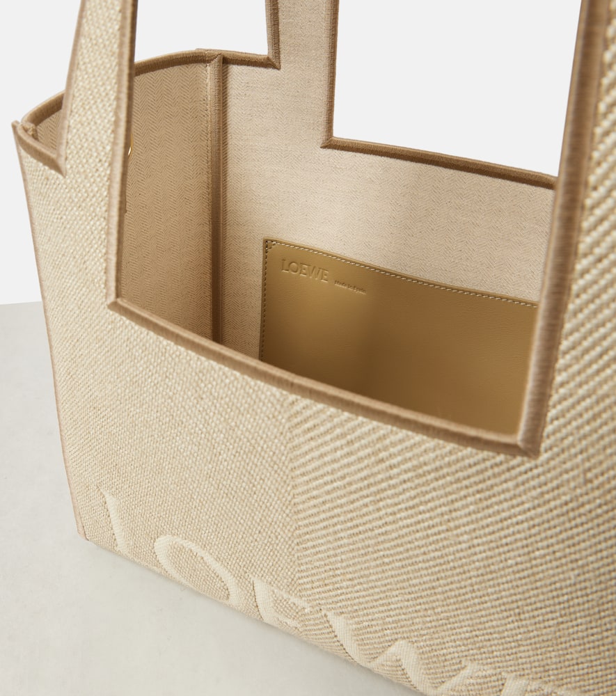 Loewe Font Medium Jacquard Canvas Tote Bag In Beige