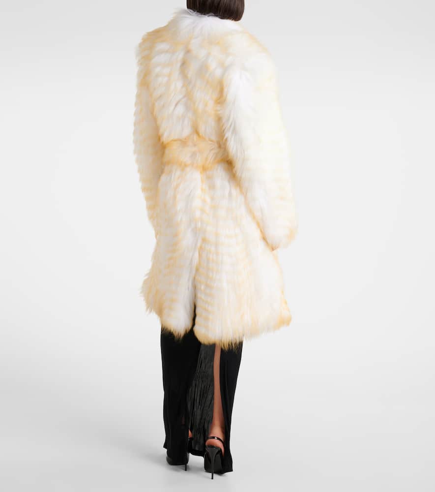 JACQUES WEI HERRINGBONE SHEARLING WRAP COAT