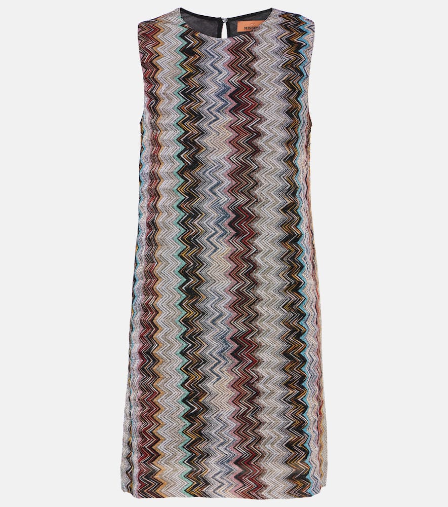 Missoni Chevron Metallic Mini Shift Dress In Multicoloured