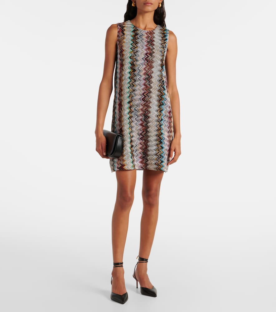 Missoni Chevron Metallic Mini Shift Dress In Multicoloured