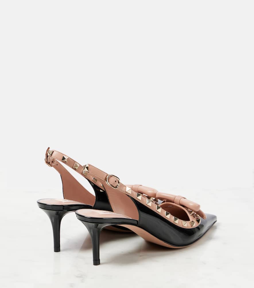 Valentino Rockstud Leather Slingback Pumps In Black
