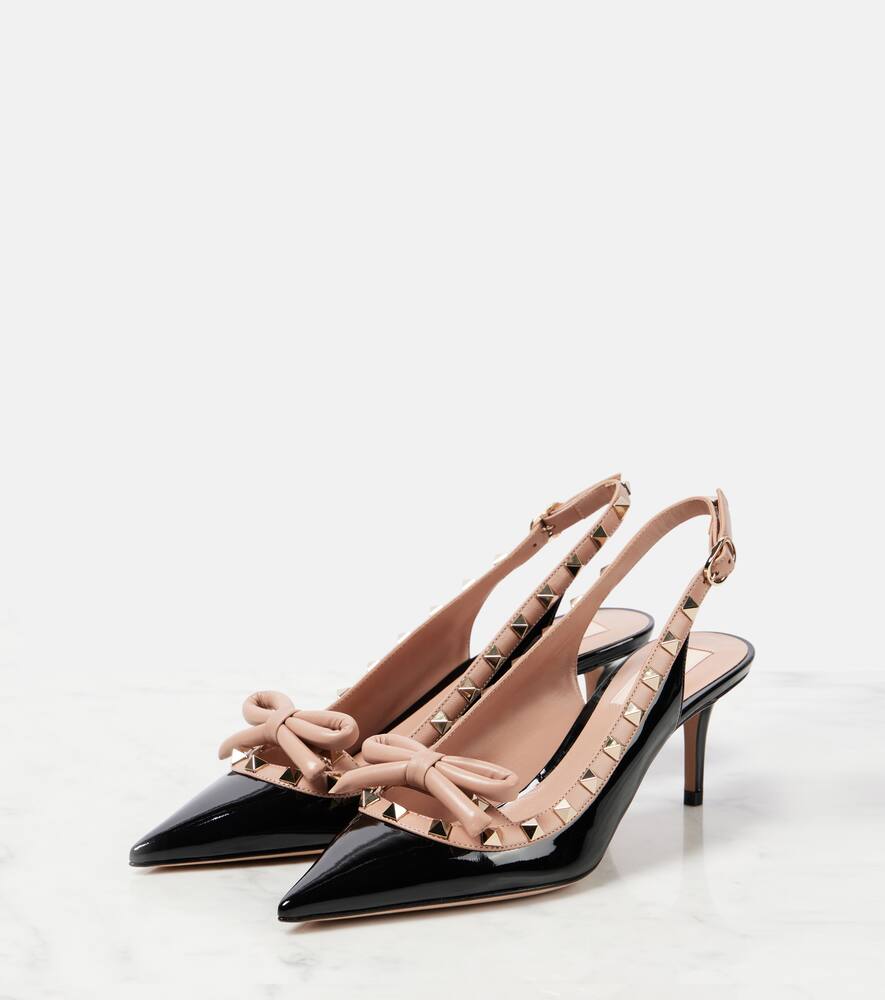 Valentino Rockstud Leather Slingback Pumps In Black