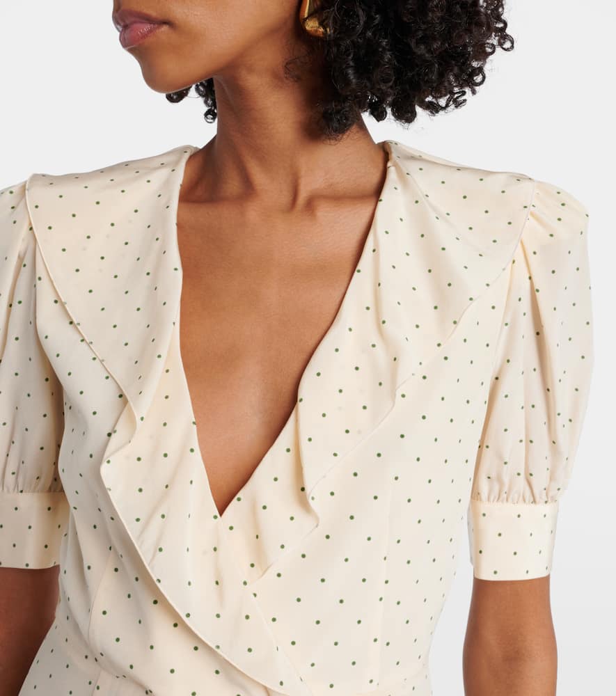 ALESSANDRA RICH POLKA DOT SILK WRAP DRESS