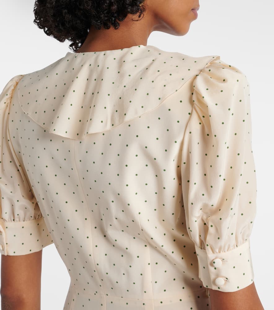 ALESSANDRA RICH POLKA DOT SILK WRAP DRESS