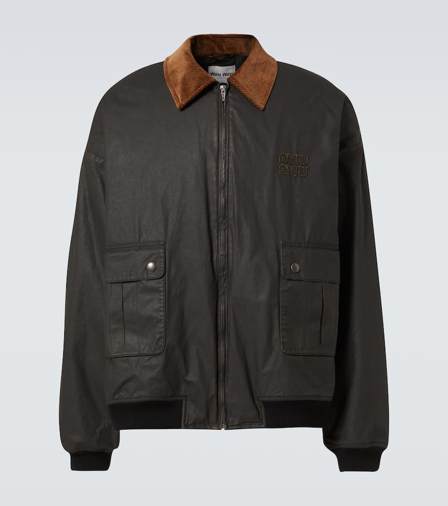Coated cotton poplin bomber jacket