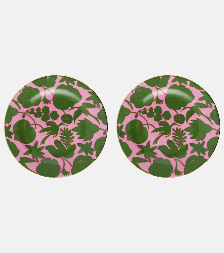La Doublej Wildbird Set Of 2 Dessert Plates In Pink