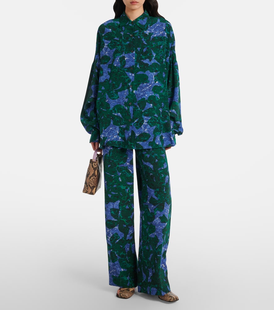 Dries Van Noten Multicolor Printed Pants In Green