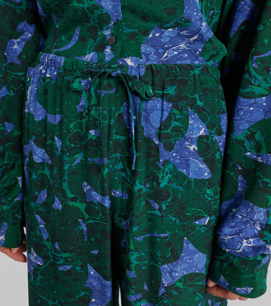 Dries Van Noten Multicolor Printed Pants In Green