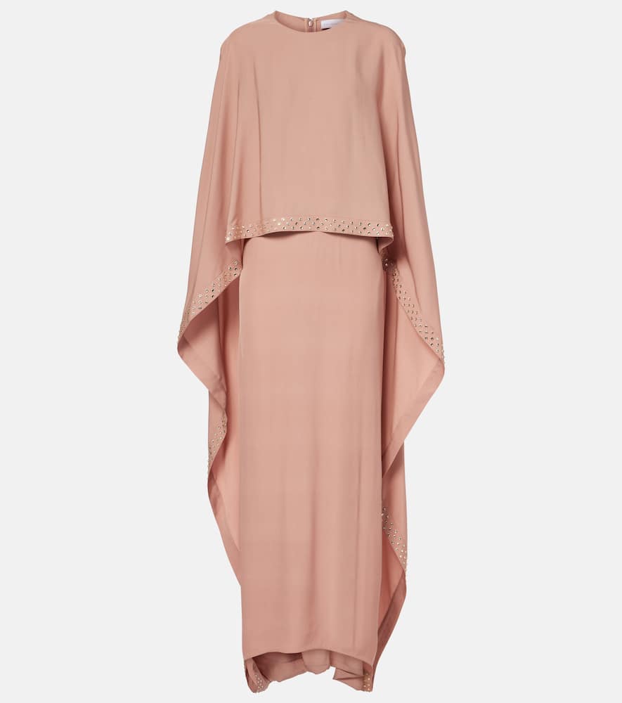 Shop Stella Mccartney Embellished Caped Maxi Dress In Pink