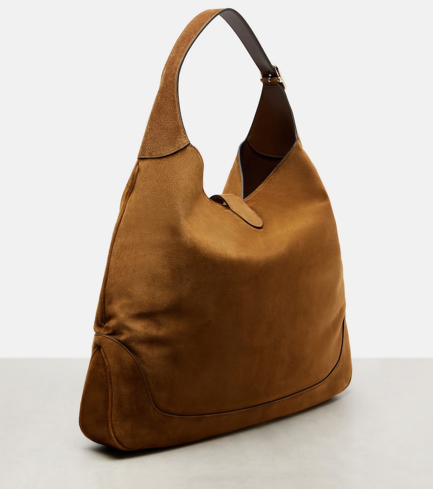 Gucci Jackie 1961 Large Suede Tote Bag In Brown