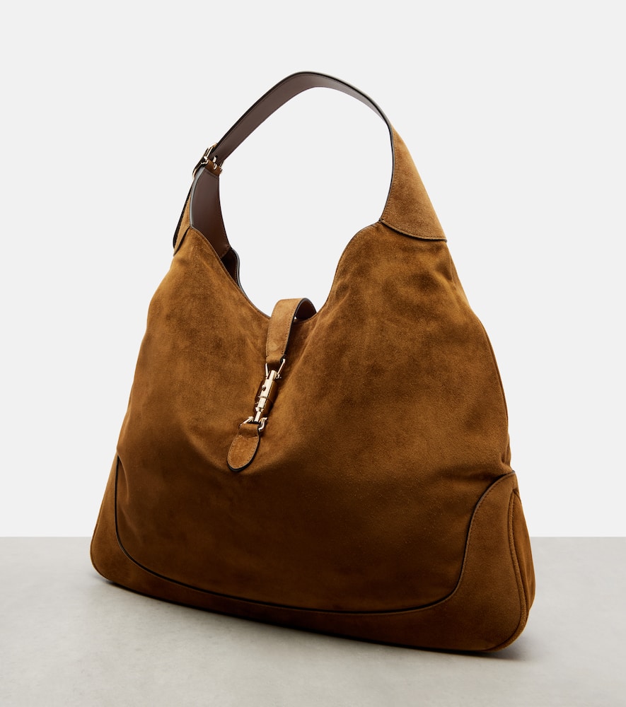 Gucci Jackie 1961 Large Suede Tote Bag In Brown