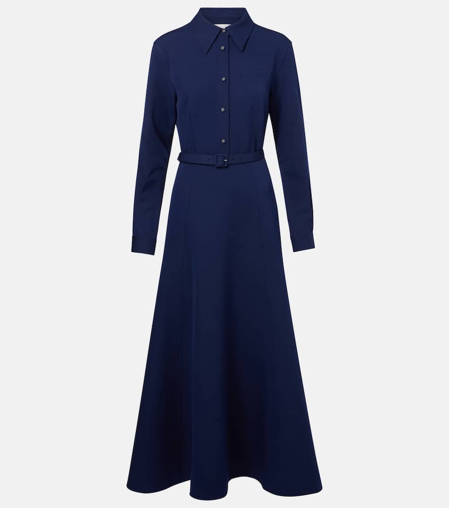 Belted crêpe shirt dress