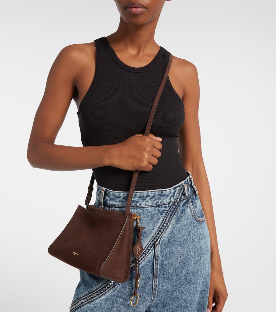 Alaïa Le Click Small Suede Shoulder Bag In Brown