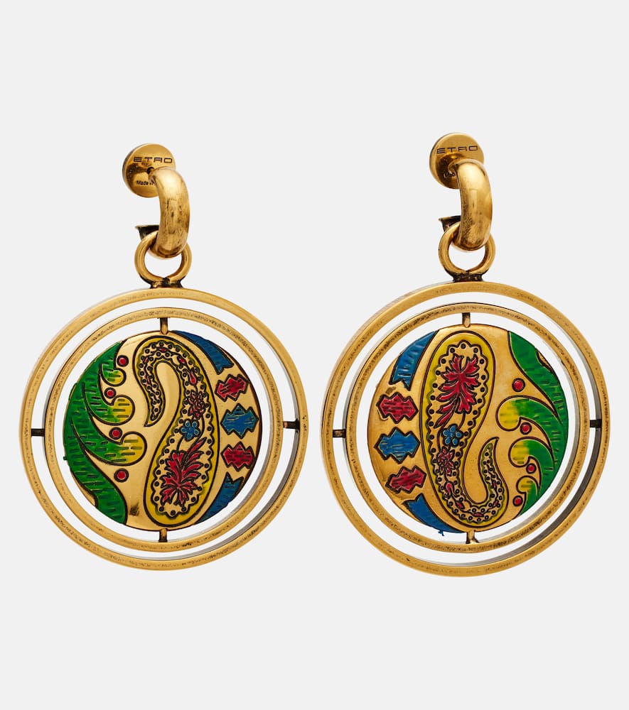Etro Paisley Button Drop Earrings In Gold