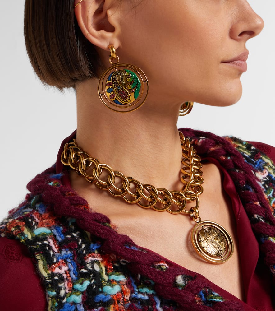 Etro Paisley Button Drop Earrings In Gold