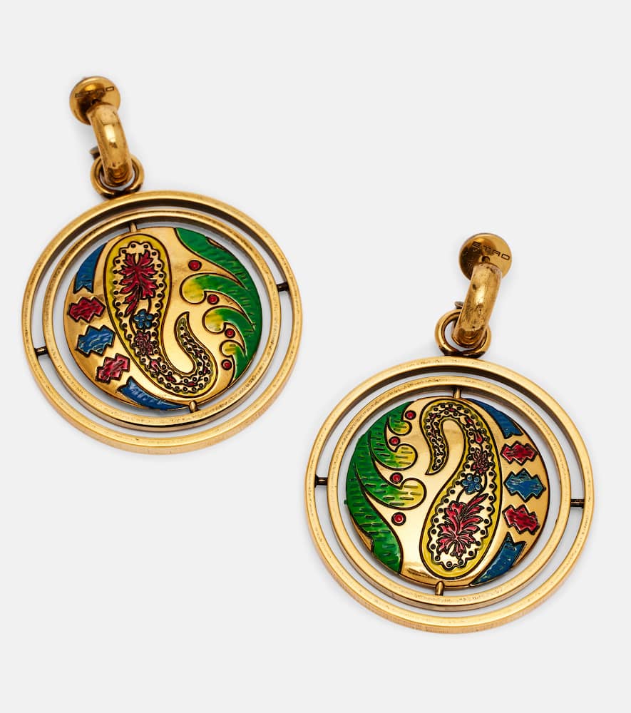 Etro Paisley Button Drop Earrings In Gold