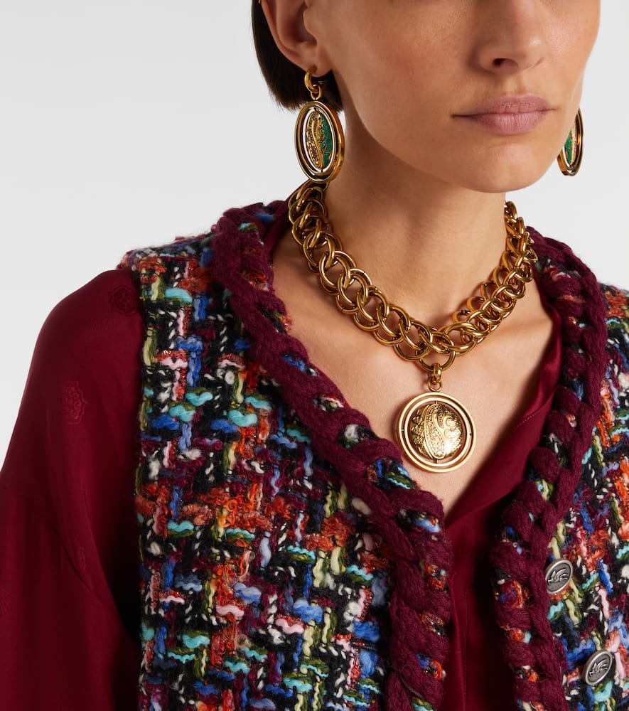 Etro Paisley Button Drop Earrings In Gold