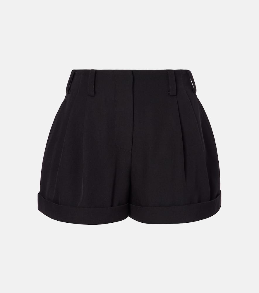 Givenchy Pleated Wool Grain De Poudre Shorts In Black