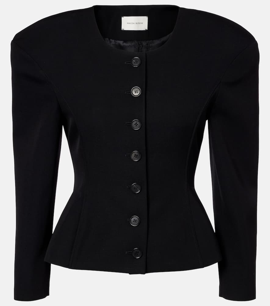Magda Butrym Peplum Wool Cardigan In Black