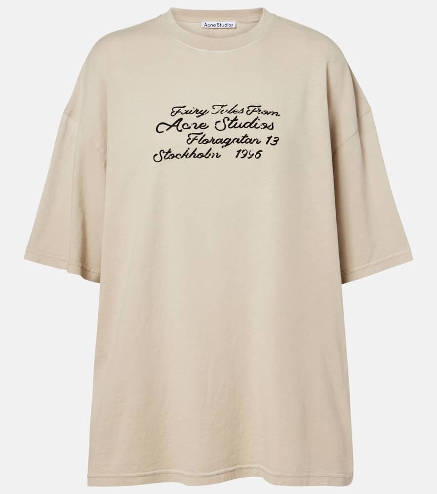 Acne Studios Graphic Print Cotton T-shirt With Short Sleeves In Neutral