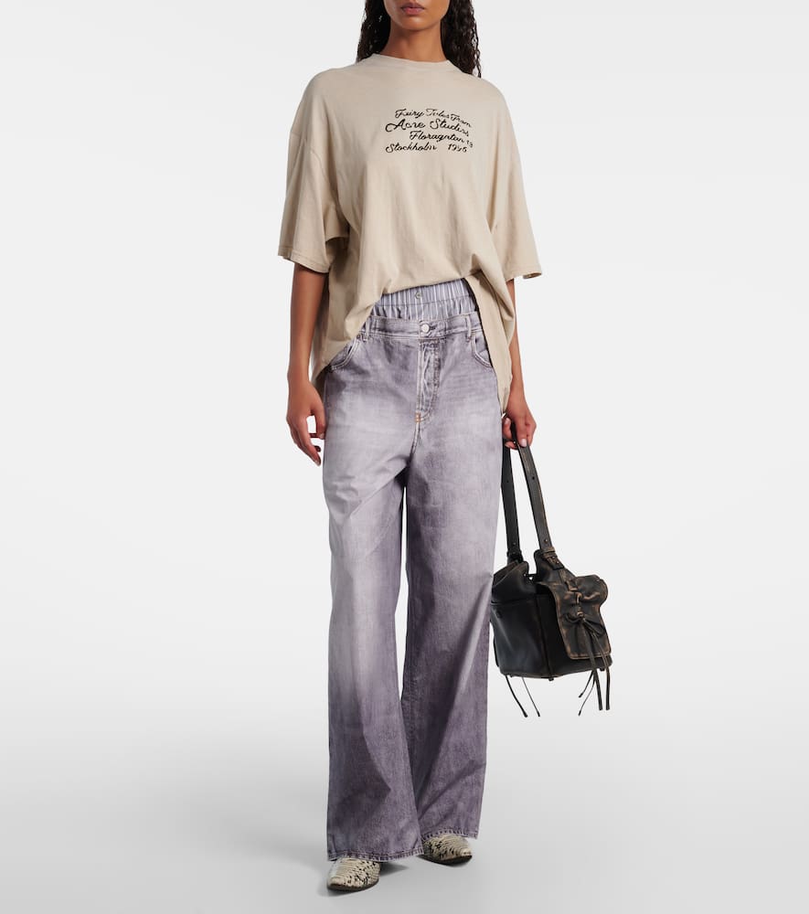 Acne Studios Graphic Print Cotton T-shirt With Short Sleeves In Neutral