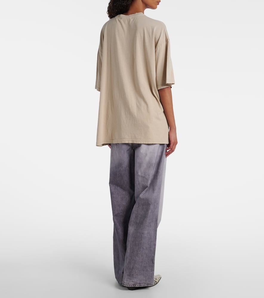 Acne Studios Graphic Print Cotton T-shirt With Short Sleeves In Neutral