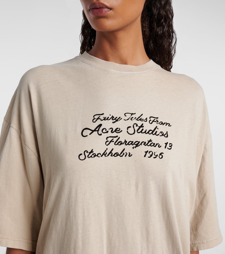 Acne Studios Graphic Print Cotton T-shirt With Short Sleeves In Neutral