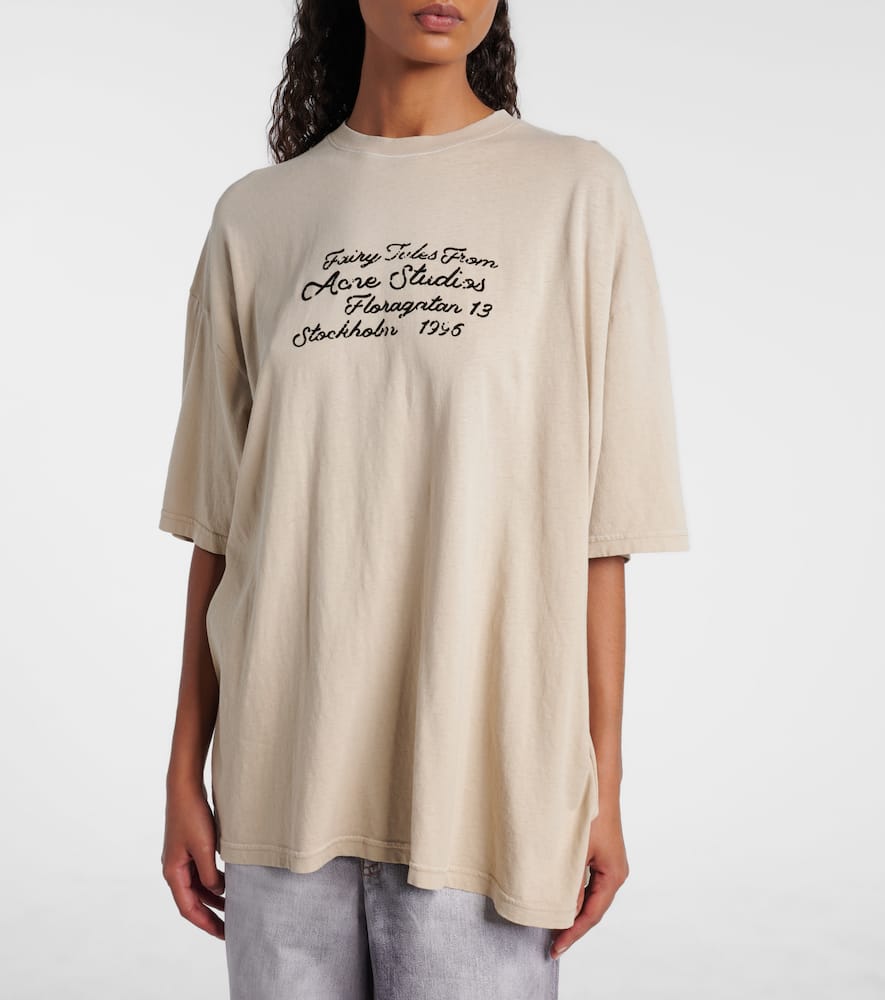 Acne Studios Graphic Print Cotton T-shirt With Short Sleeves In Neutral