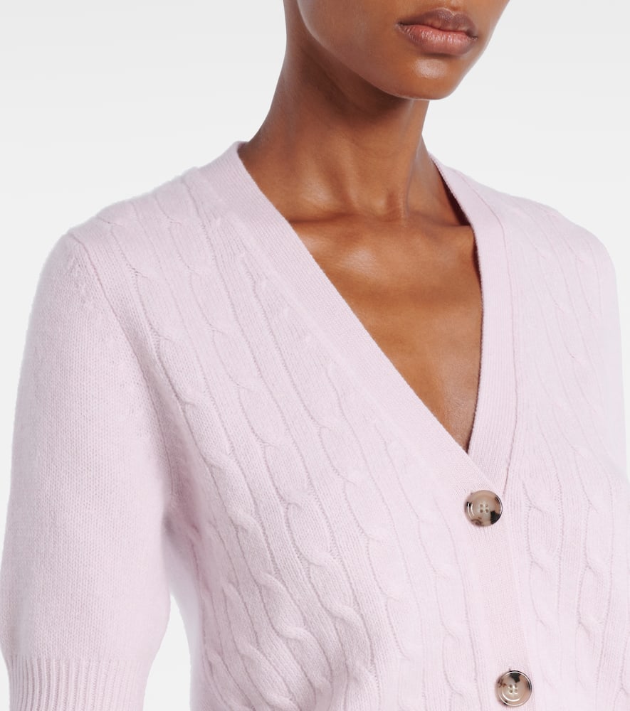 Jardin Des Orangers Cable-knit Cashmere-blend Cardigan In Pink