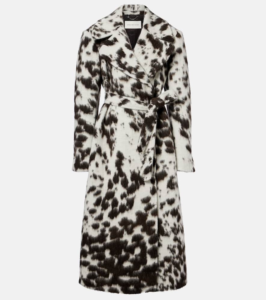 Dries Van Noten Cow-print Wool And Alpaca-blend Coat In White