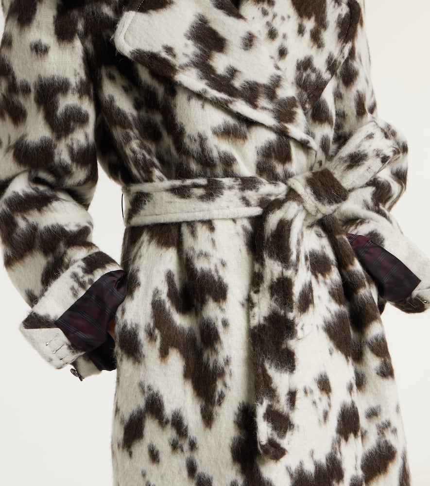 Dries Van Noten Cow-print Wool And Alpaca-blend Coat In White