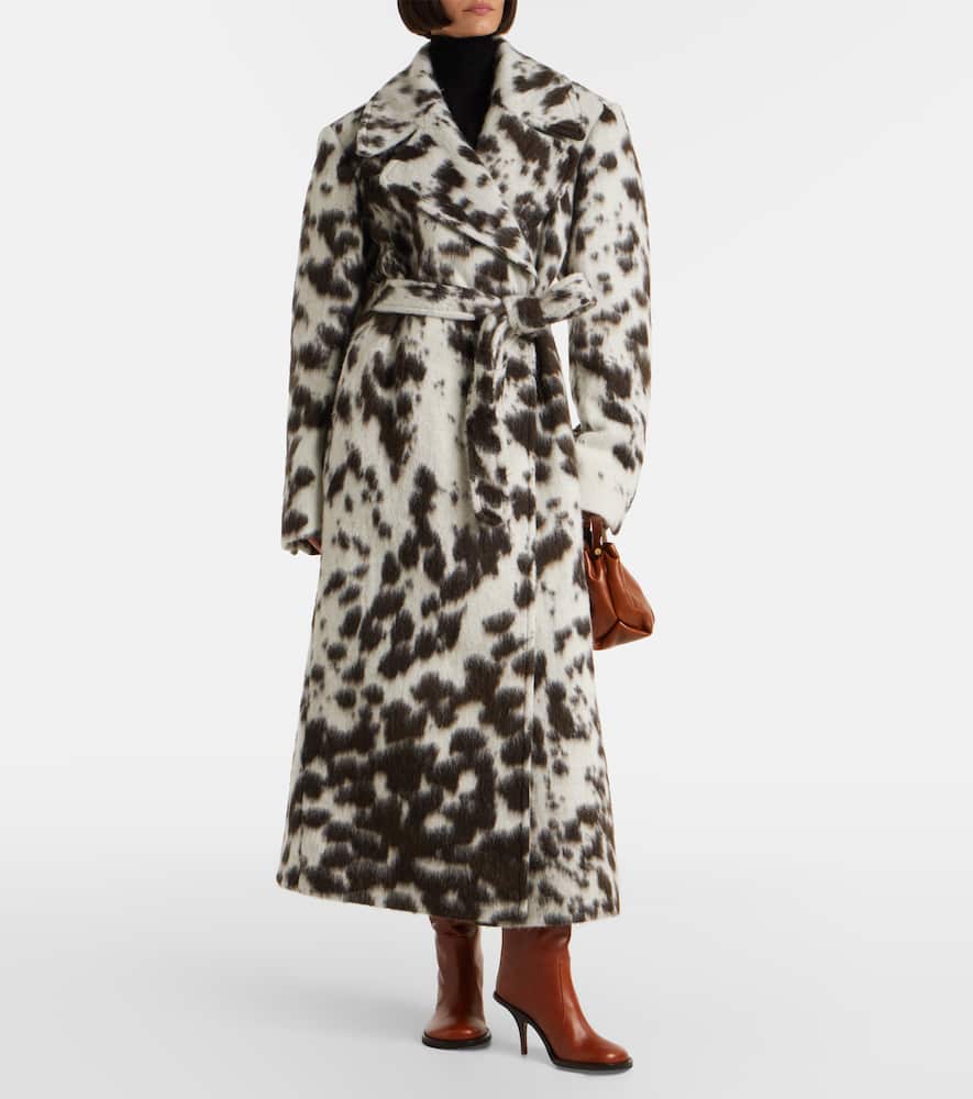Dries Van Noten Cow-print Wool And Alpaca-blend Coat In White