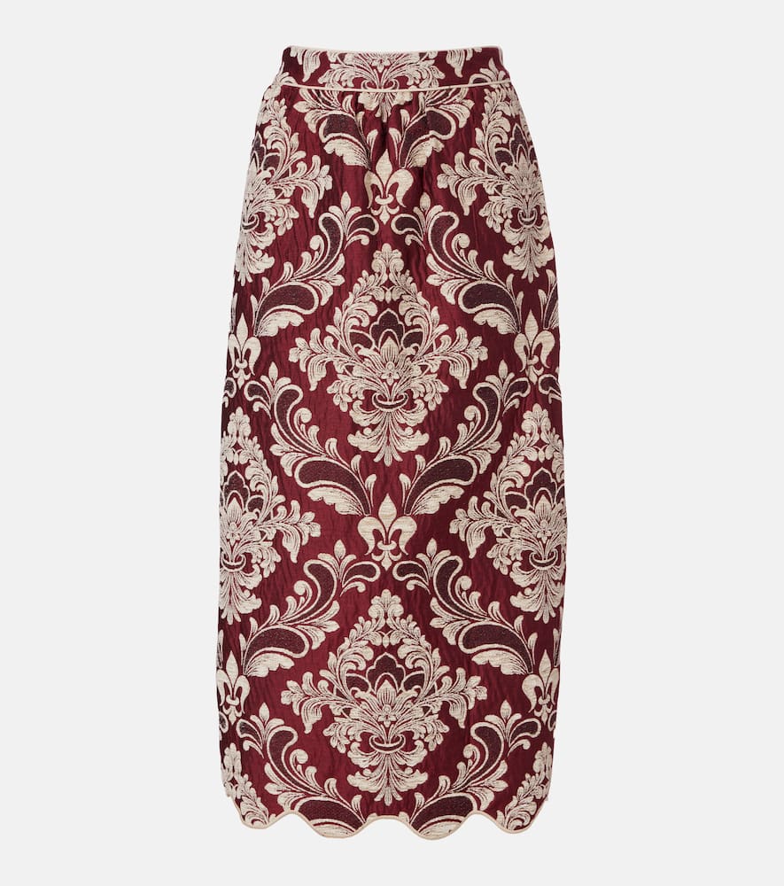 Farm Rio Floral Jacquard Midi Skirt In Multi