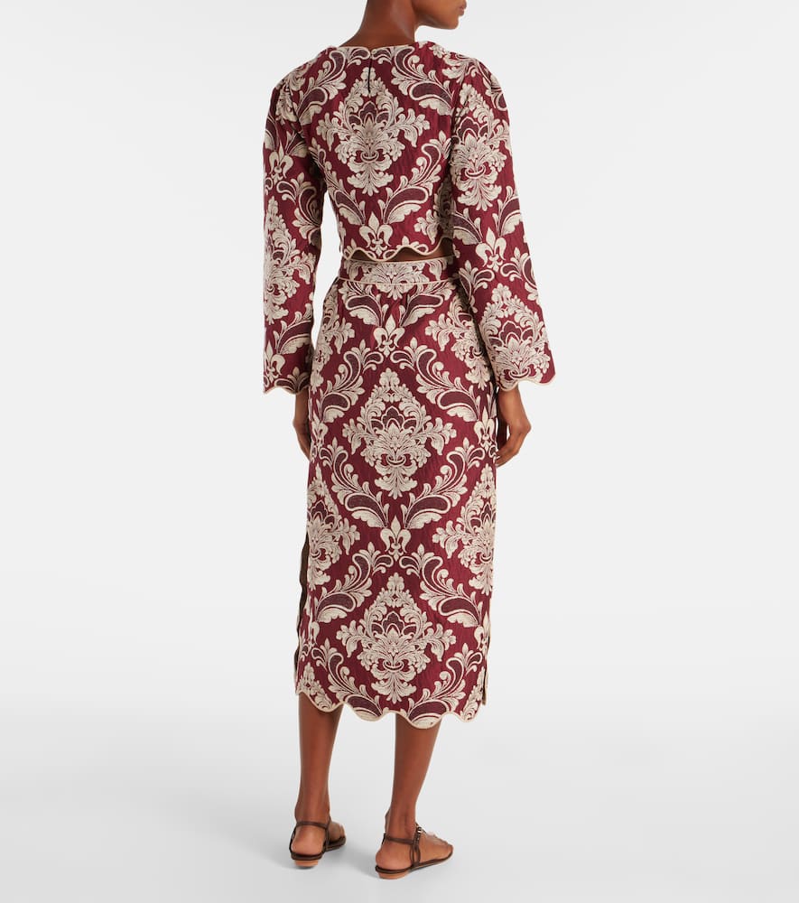 Farm Rio Floral Jacquard Midi Skirt In Multi