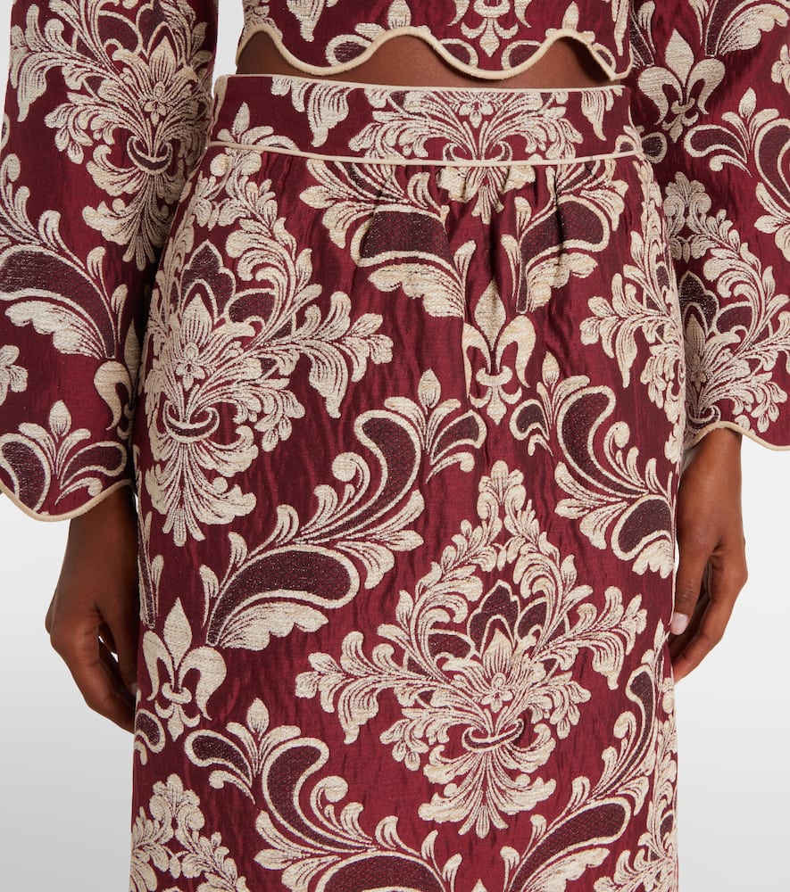 Farm Rio Floral Jacquard Midi Skirt In Multi
