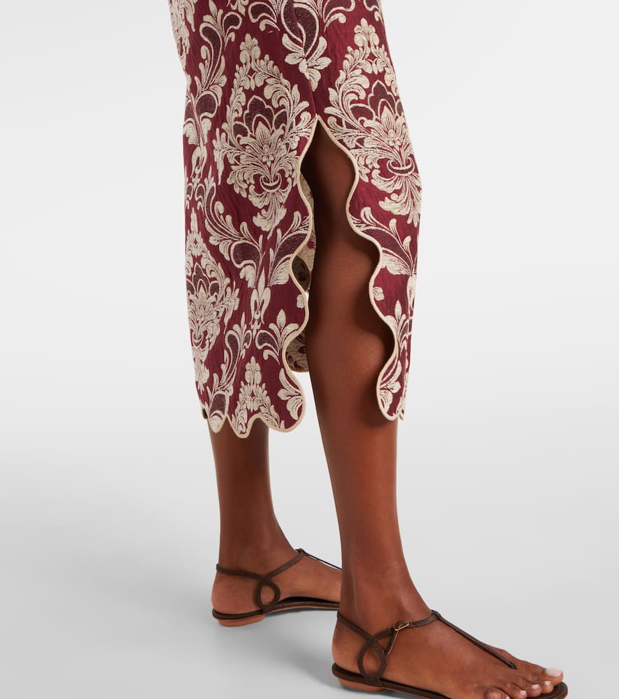Farm Rio Floral Jacquard Midi Skirt In Multi