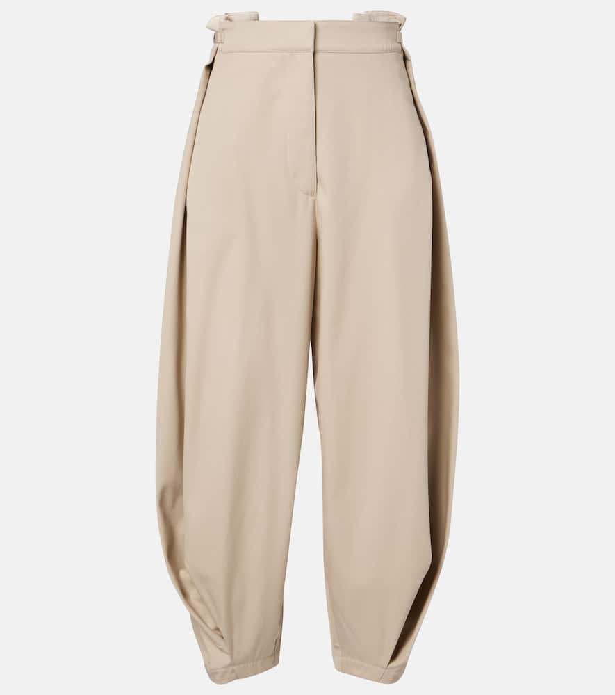 Loewe Cocoon Wide-leg Cotton And Silk-blend Twill Pants In Neutral