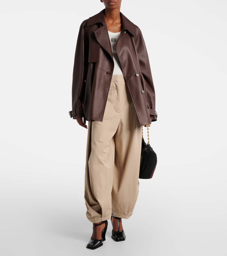 Loewe Cocoon Wide-leg Cotton And Silk-blend Twill Pants In Neutral