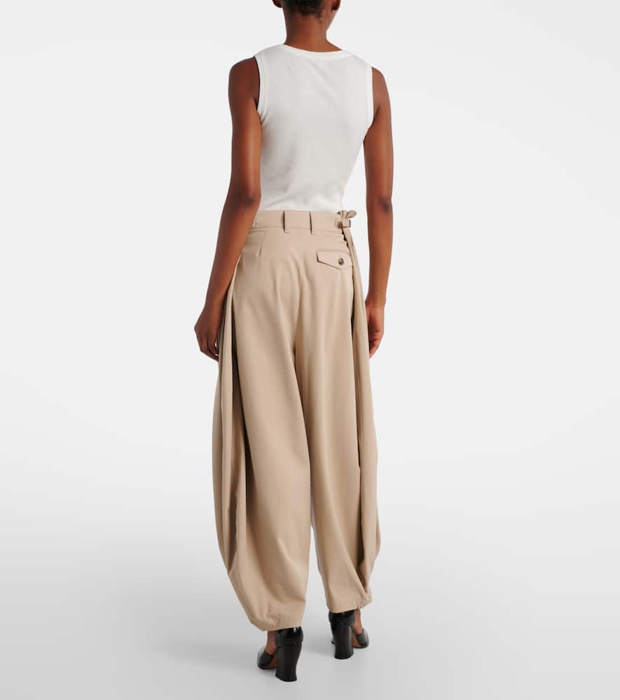 Loewe Cocoon Wide-leg Cotton And Silk-blend Twill Pants In Neutral