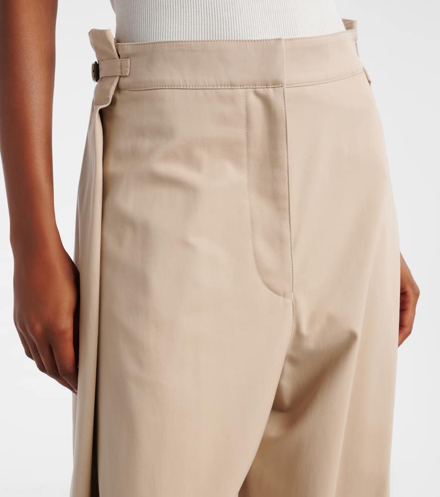 Loewe Cocoon Wide-leg Cotton And Silk-blend Twill Pants In Neutral