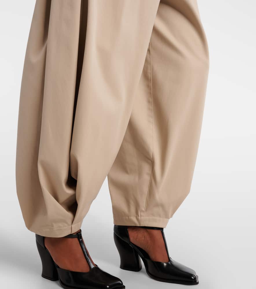 Loewe Cocoon Wide-leg Cotton And Silk-blend Twill Pants In Neutral