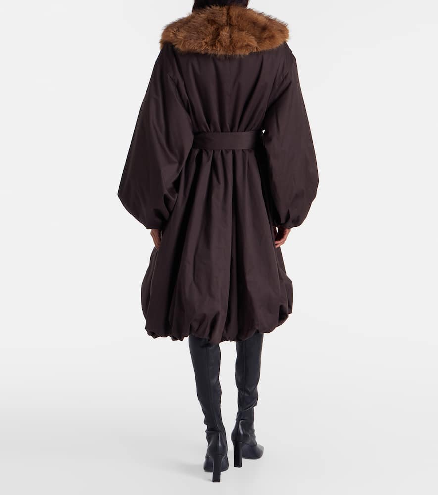 Rotate Birger Christensen Rotate Donatella Faux Fur Collar Coat In Brown