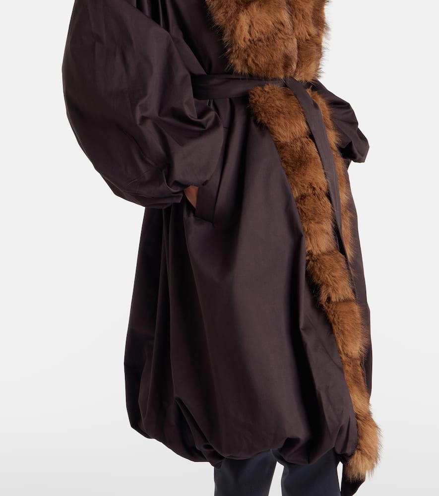 Rotate Birger Christensen Rotate Donatella Faux Fur Collar Coat In Brown