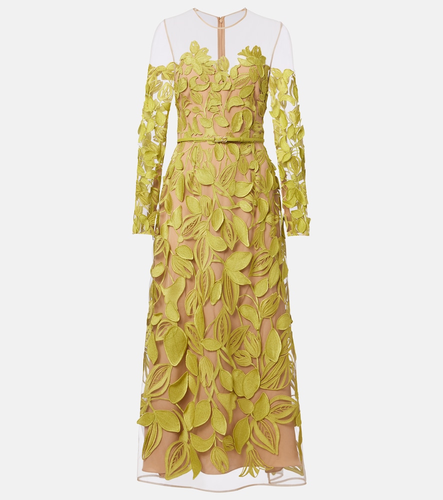 Elie Saab Embroidered silk-blend midi dress