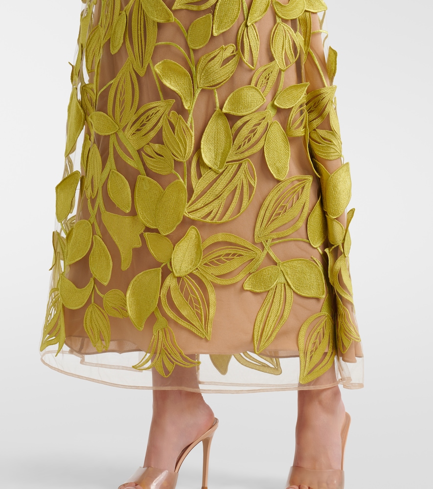  Elie Saab Elie Saab Embroidered Silk-blend Midi Dress 
