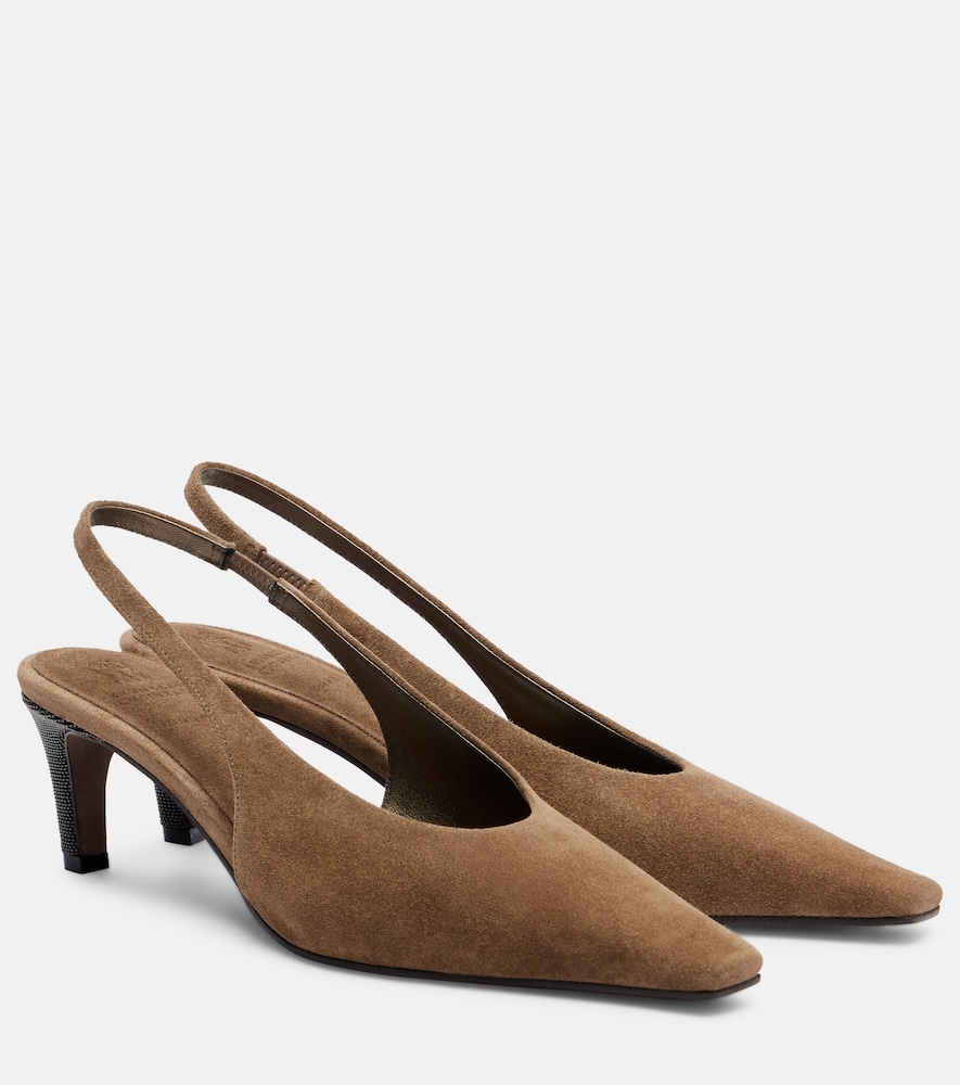 Brunello Cucinelli Women's Brown Suede Slingback Pumps UK Size 3 - Mytheresa