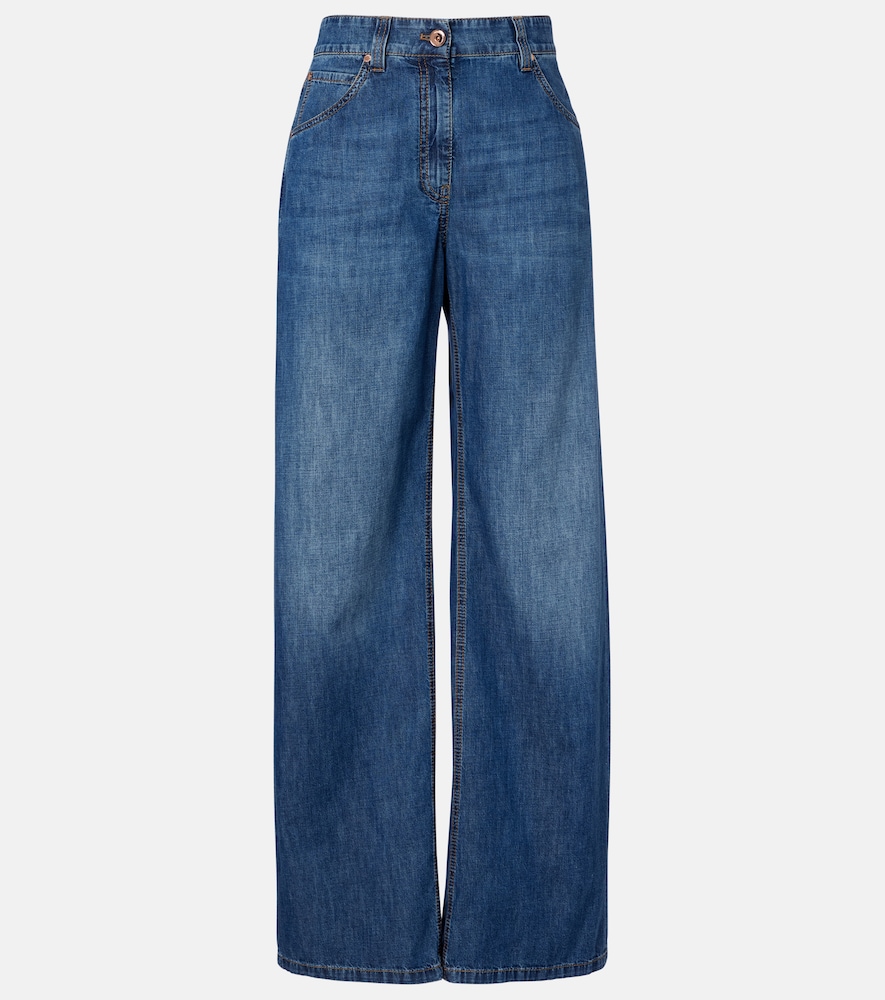 Brunello Cucinelli Women's Blue Wide-Leg Jeans UK Size 14 - Mytheresa