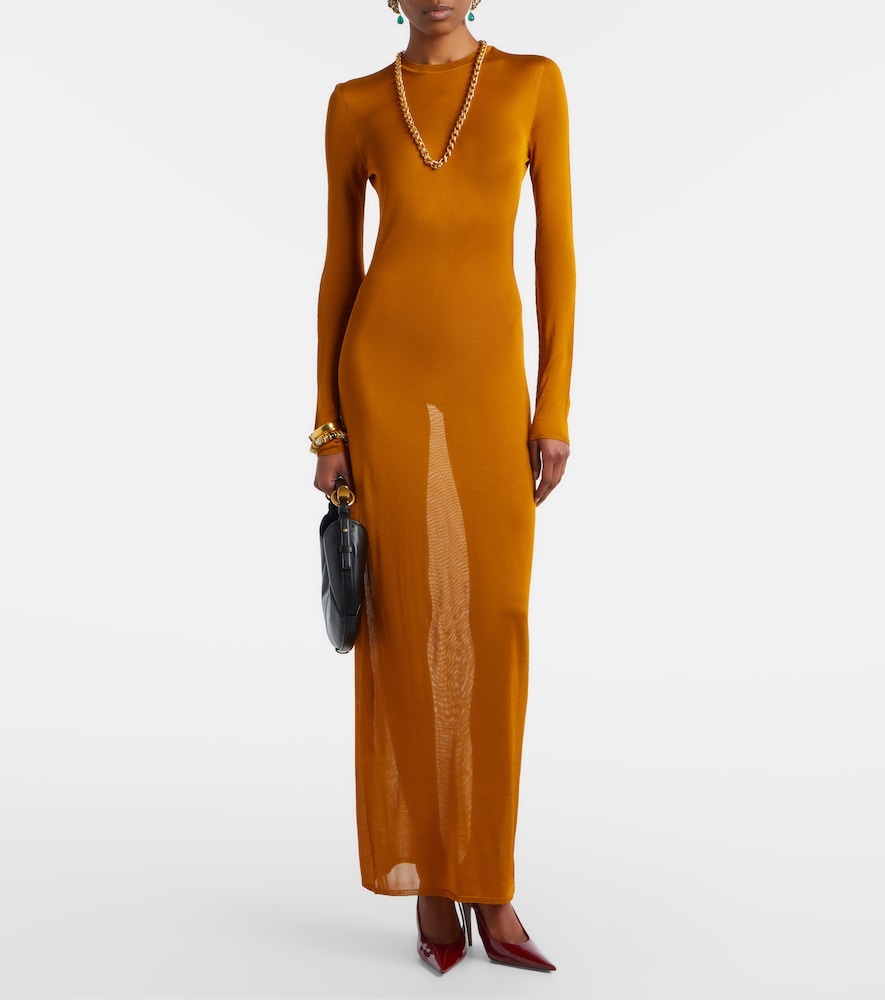 Saint Laurent Knitted semi-sheer maxi dress